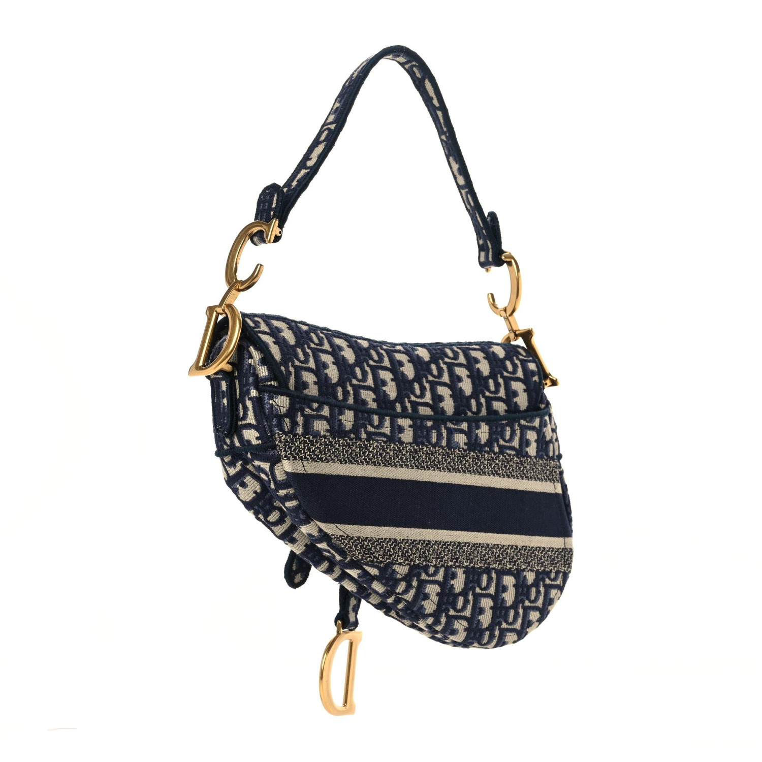 CHRISTIAN DIOR Oblique Embroidered Saddle Bag Blue