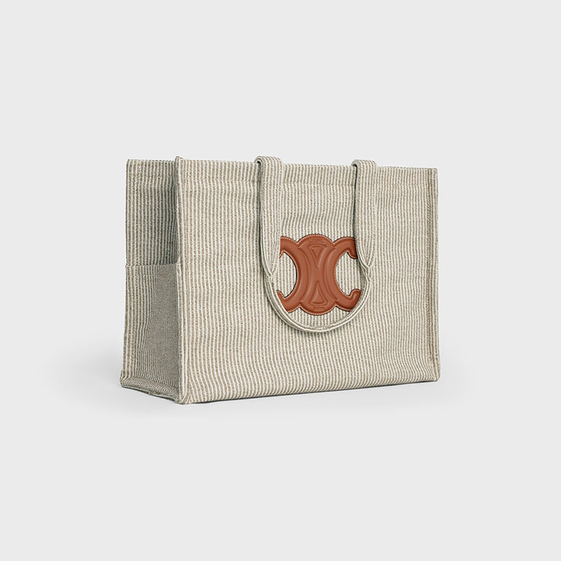 LARGE CABAS THAIS IN STRIPED TEXTILE