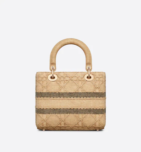 MEDIUM LADY D-LITE BAG Natural Cannage Raffia