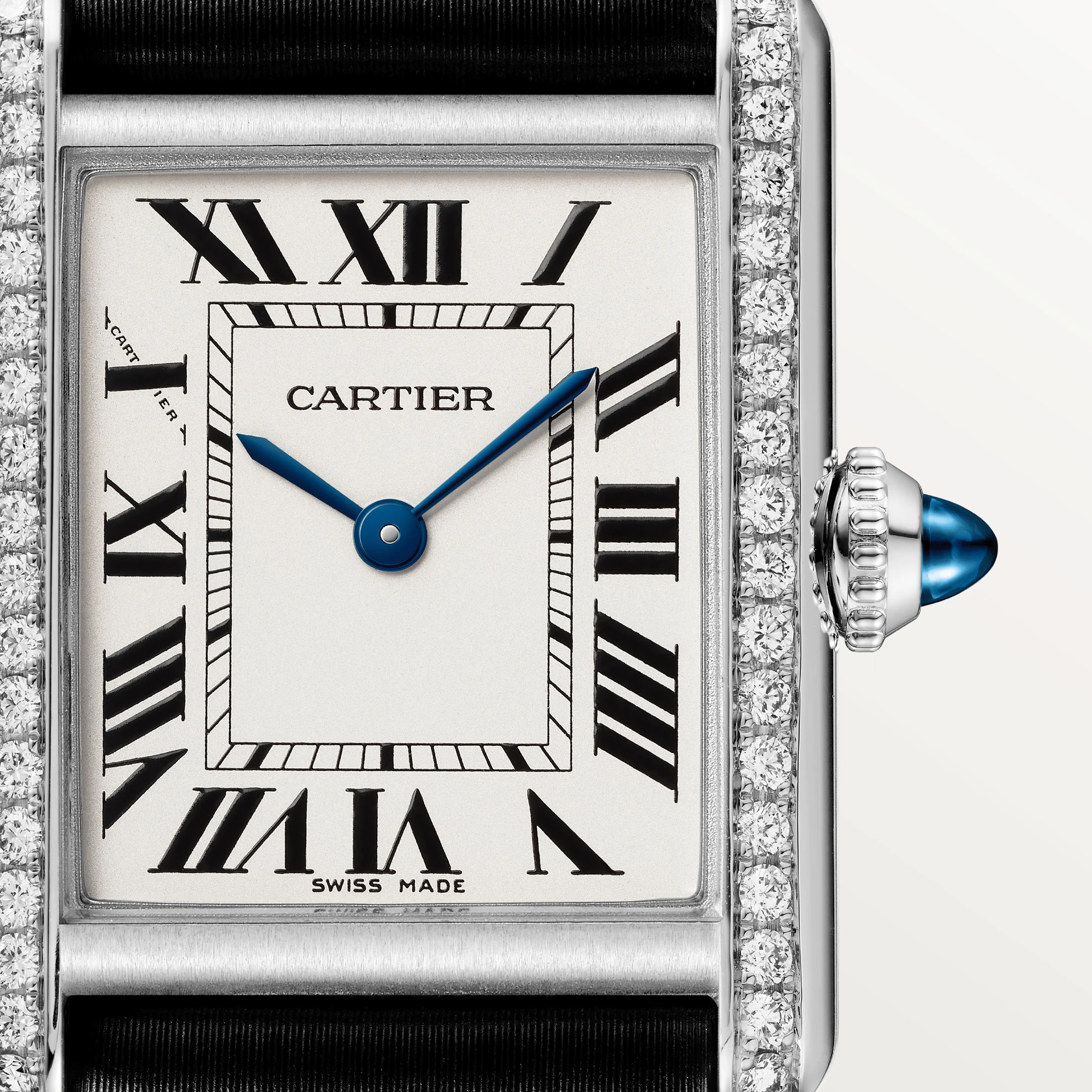 CARTIER Tank Stainless steel & Diamond Ladys Watch, W4TA0017