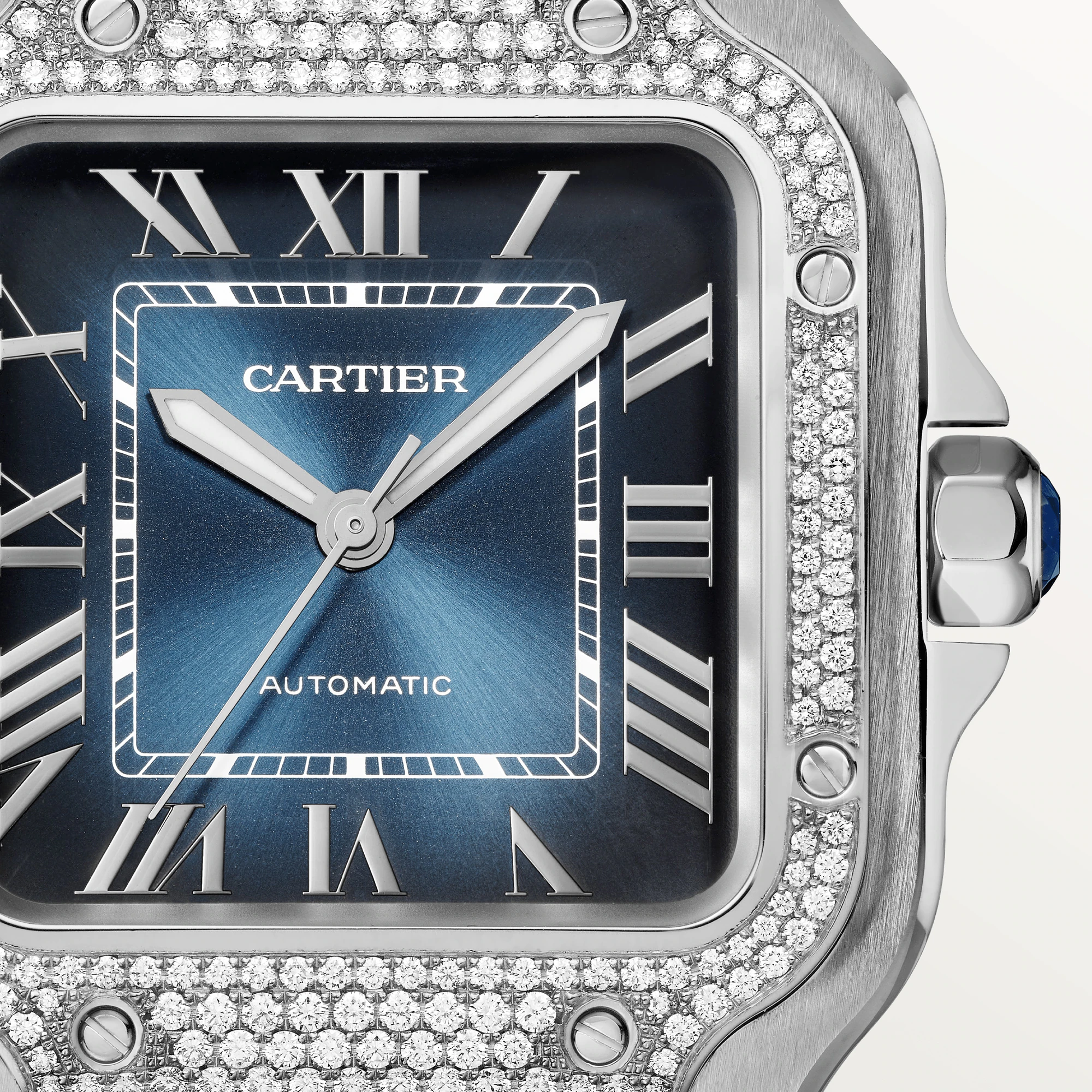 CARTIER Santos Stainless Steel & Diamonds Mens Watch, W4SA0006