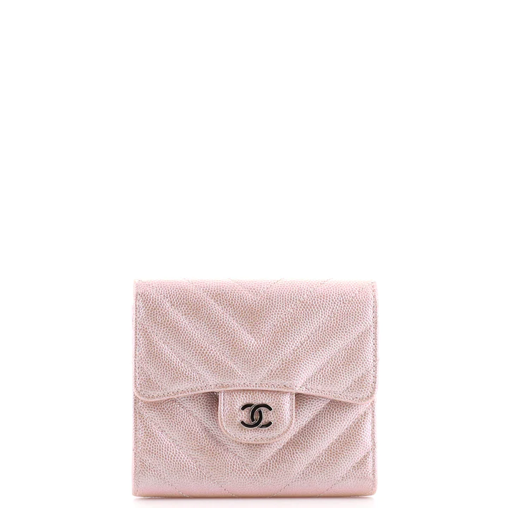 Chanel CC Compact Classic Flap Wallet Chevron Caviar