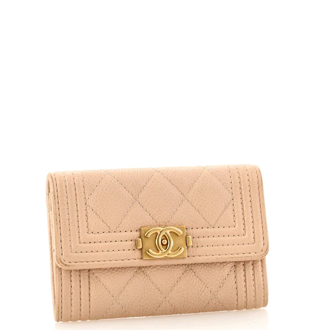 Chanel Boy Flap Card Case Quilted Caviar
