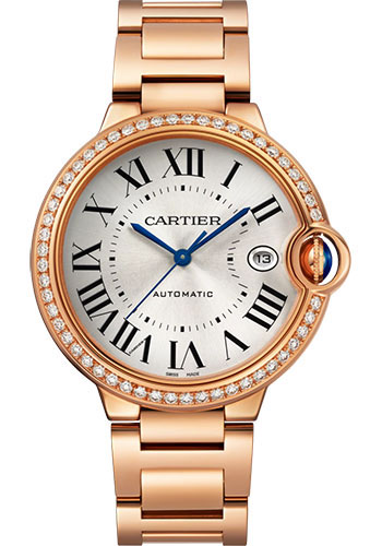 CARTIER Ballon Bleu 40 mm Rose Gold & Diamonds Mens Watch, WJBB0057