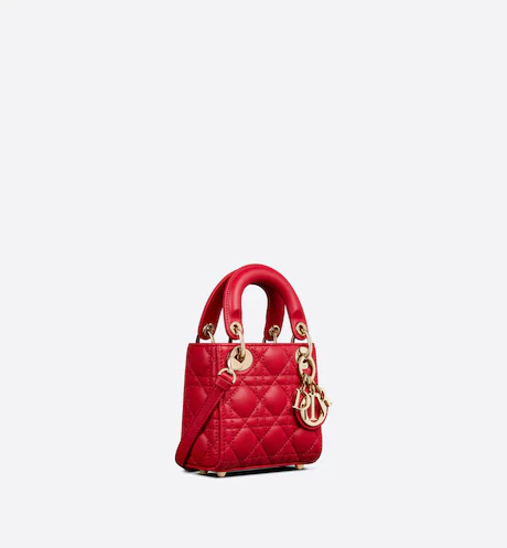 MICRO LADY DIOR BAG Scarlet Red Cannage Lambskin
