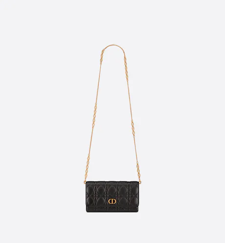 DIOR CARO POUCH Black Supple Cannage Calfskin
