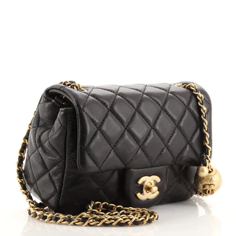 Chanel Pearl Crush Square Flap Bag Quilted Lambskin Mini