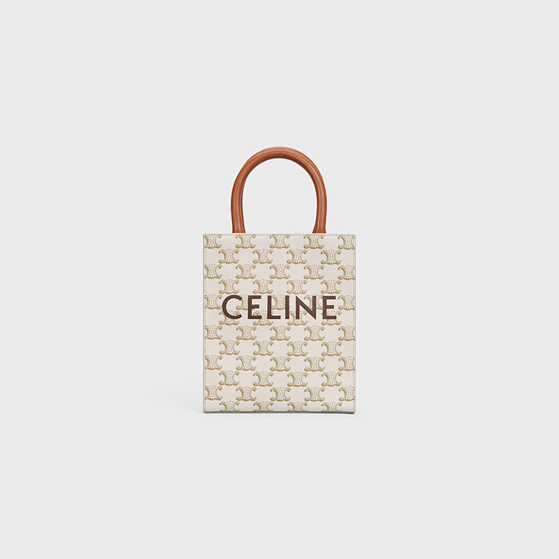 MINI VERTICAL CABAS IN TRIOMPHE CANVAS AND CALFSKIN WITH CELINE PRINT