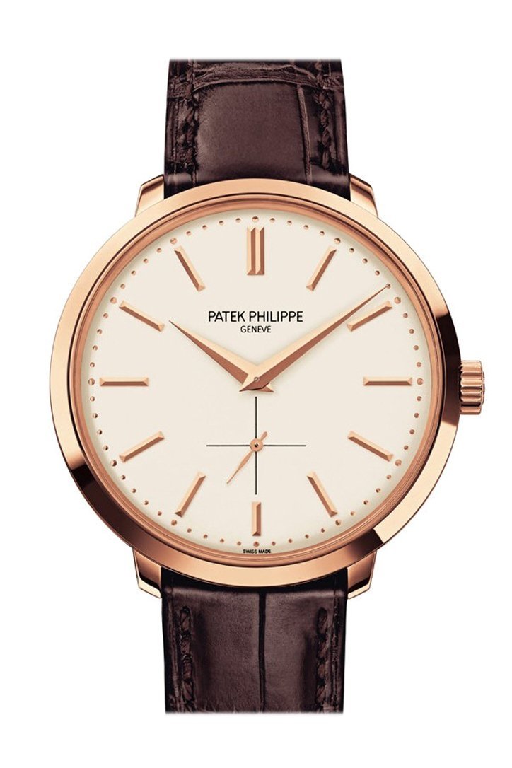 PATEK PHILIPPE Calatrava Silver Dial 18k Rose Gold Leather 38mm Men's Watch 5123R-001