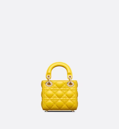 MICRO LADY DIOR BAG Yellow Cannage Lambskin