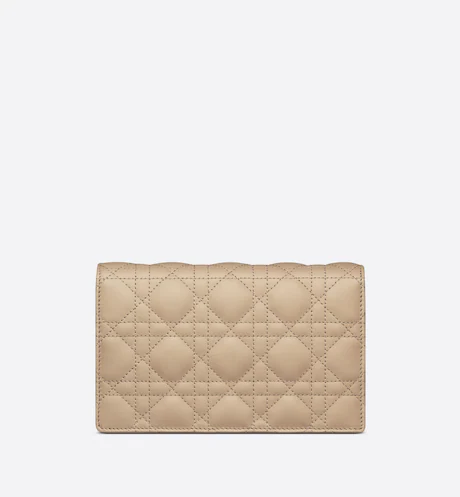 LADY DIOR CHAIN POUCH Sand-Colored Cannage Lambskin
