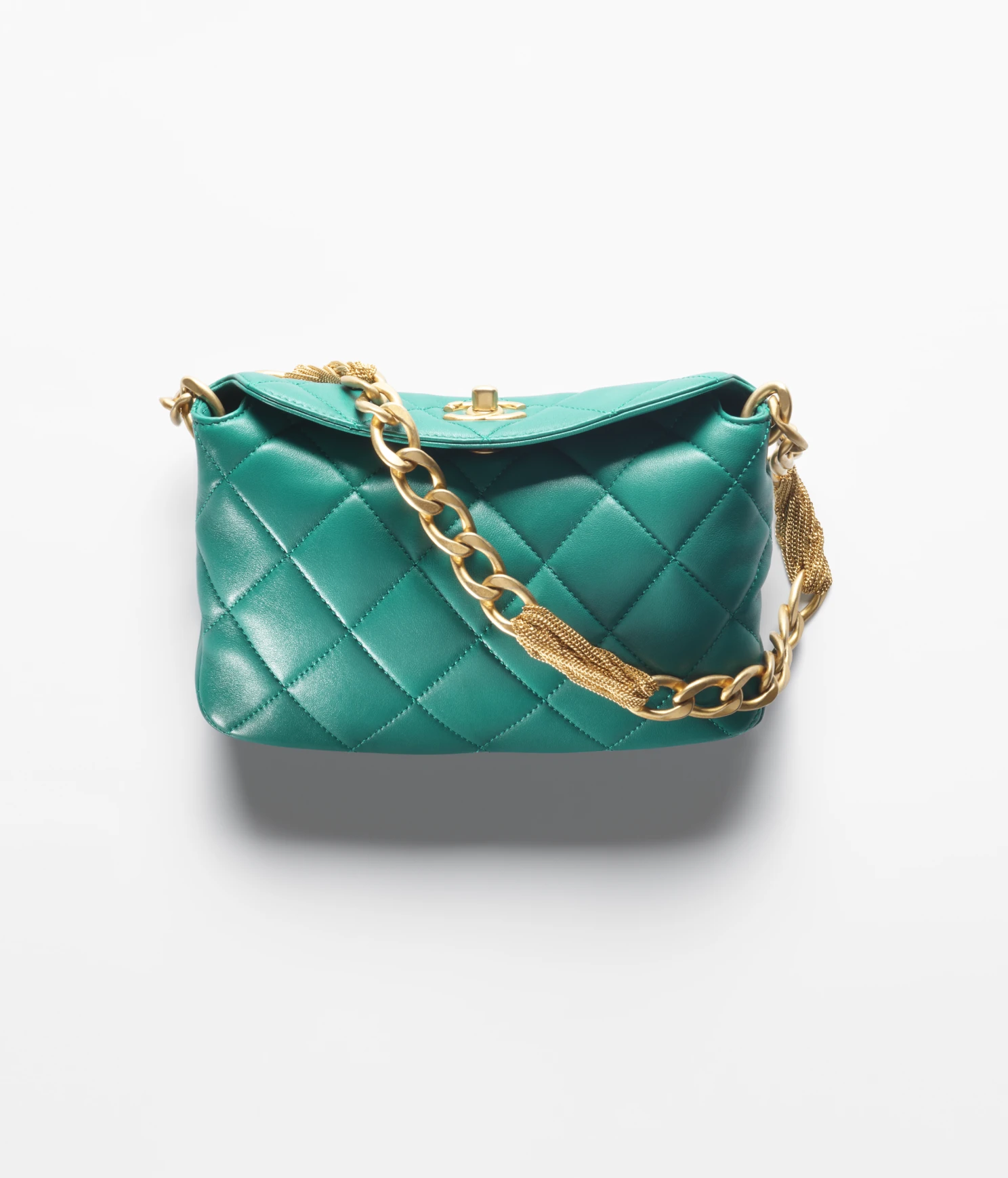 SMALL HOBO BAG Lambskin & Gold-Tone Metal Dark Green