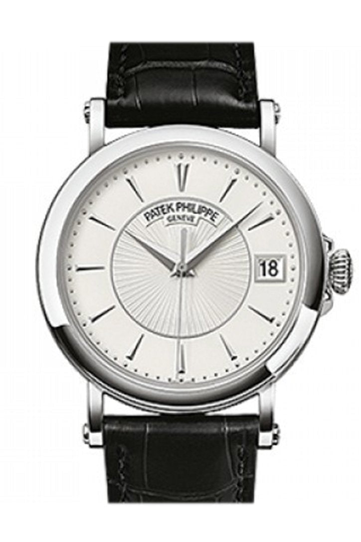 PATEK PHILIPPE Calatrava Automatic White Dial Black Leather Men's Watch 5153G-010