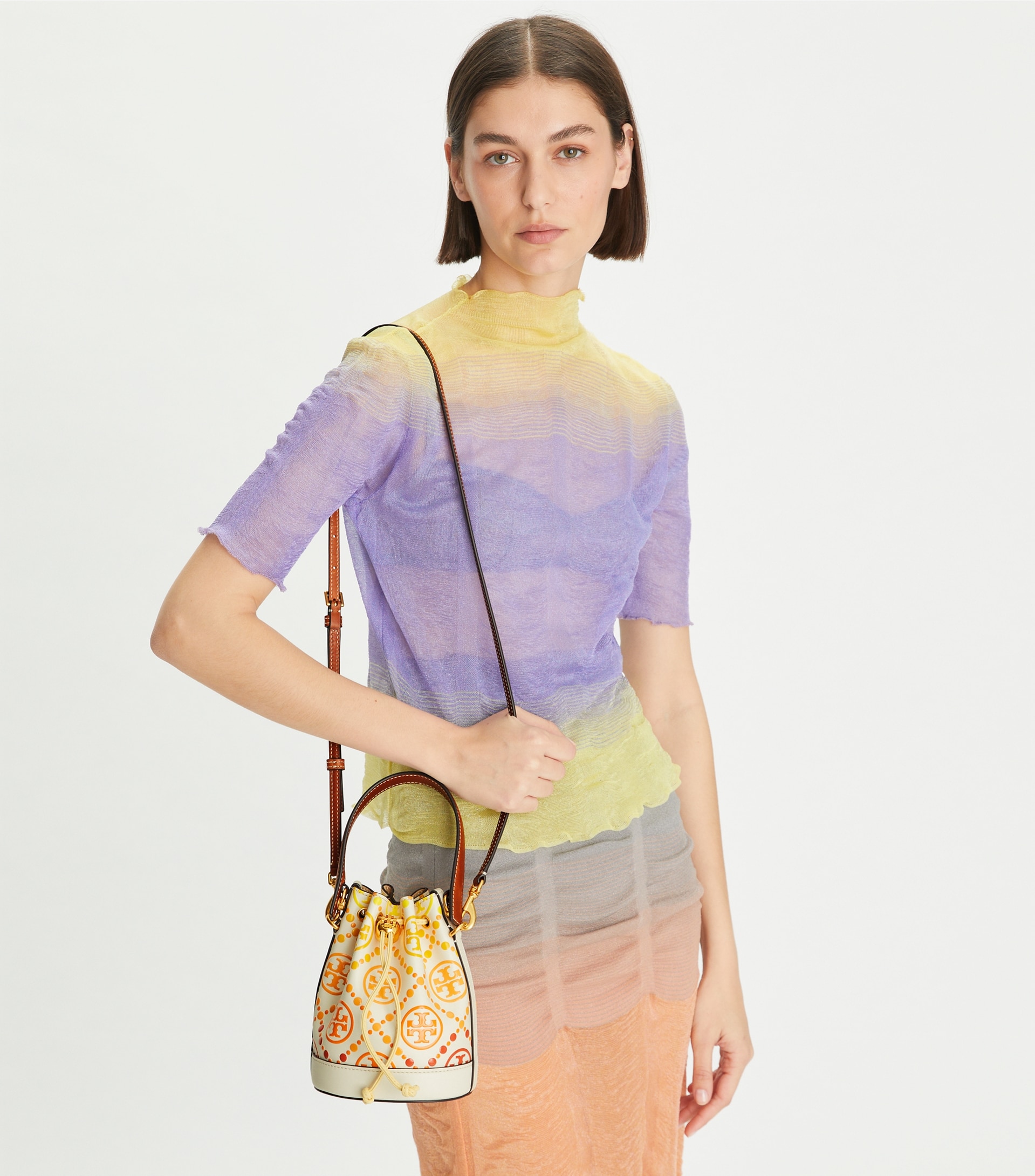 T MONOGRAM DEGRADé MINI BUCKET BAG