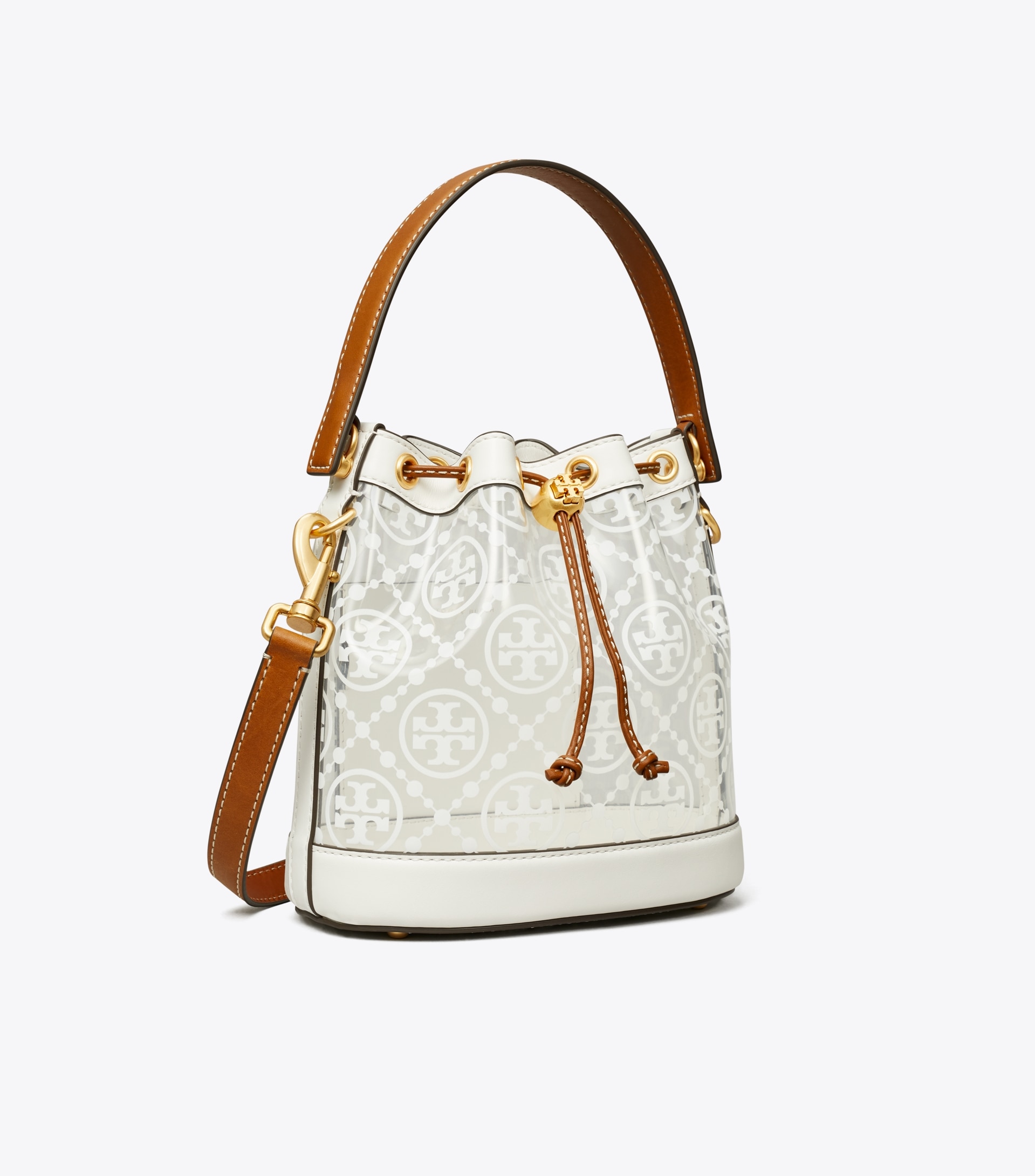T MONOGRAM CLEAR BUCKET BAG