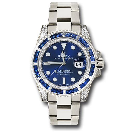 ROLEX Submariner Date 116659 SABR 18K White Gold Diamonds Sapphires UNWORN