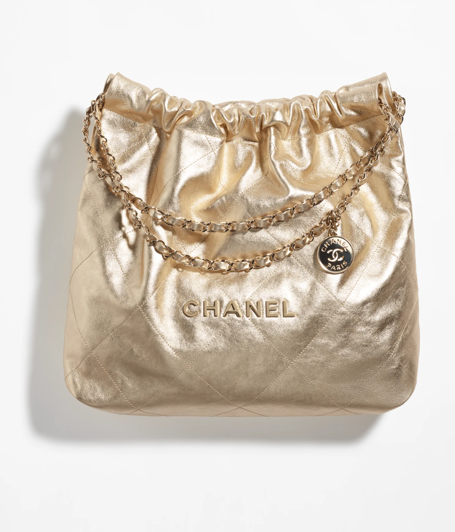 SMALL BUCKET BAG Lambskin, Resin & Gold-Tone Metal Light Green