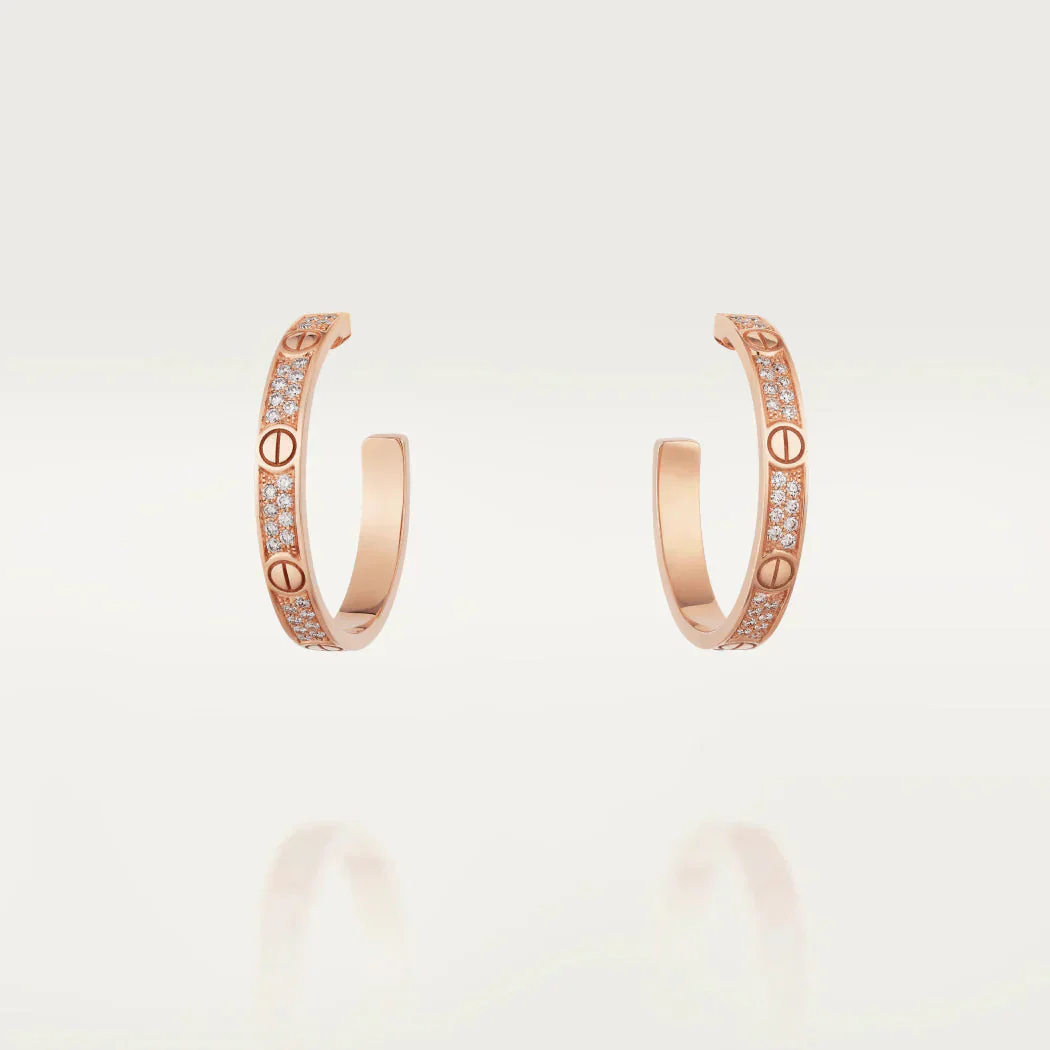 [Cartier]LOVE DIAMOND PINK GOLD HOOP EARRINGS