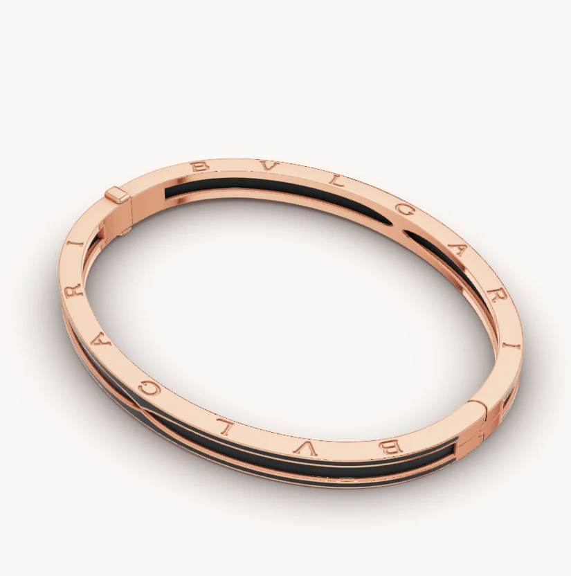 [Bulgari]ZERO 1 PINK GOLD WITH MATTE BLACK CERAMIC BRACELET