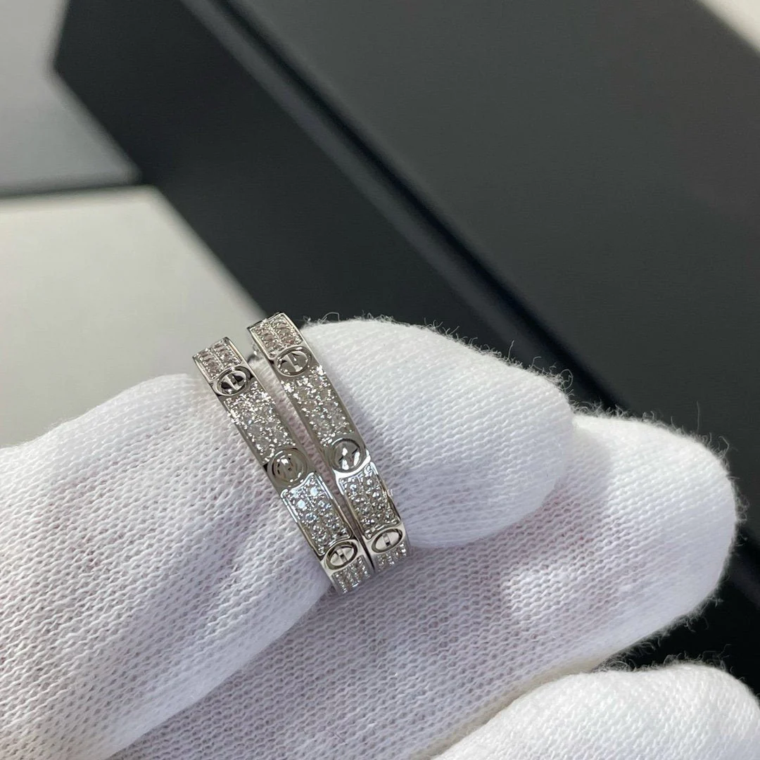 [Cartier]LOVE DIAMOND SILVER HOOP EARRINGS