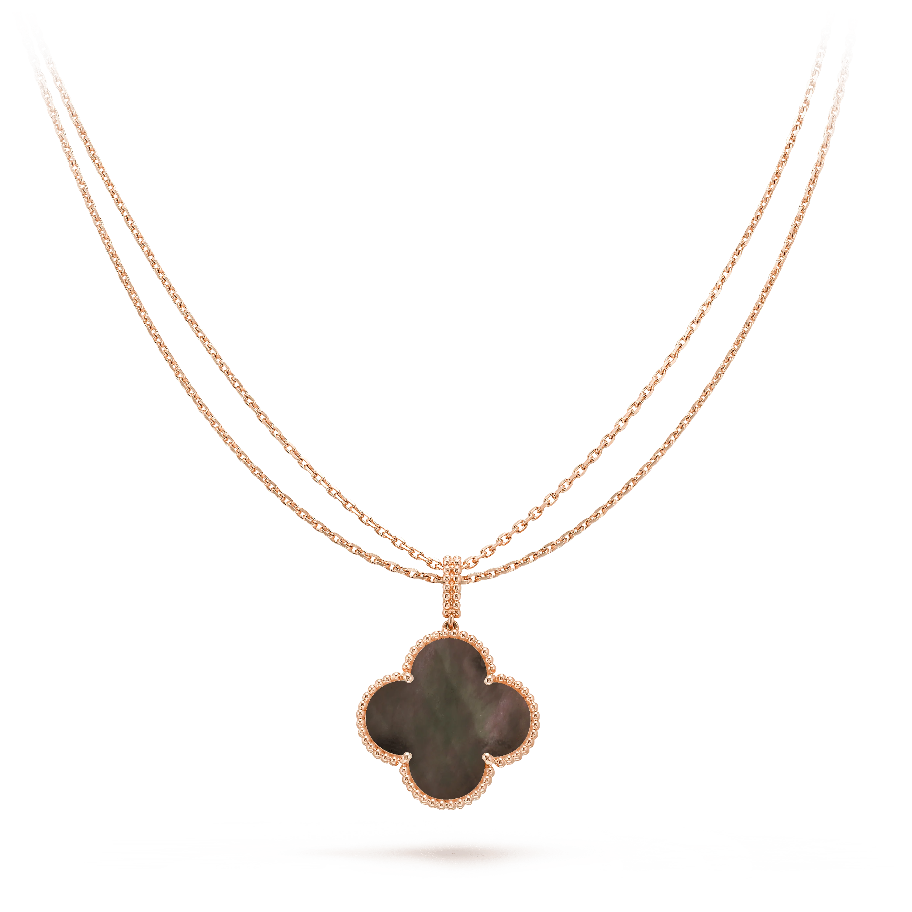 [Van Cleef & Arpels] 25MM GOLD DARK MOP BIG CLOVER NECKLACE