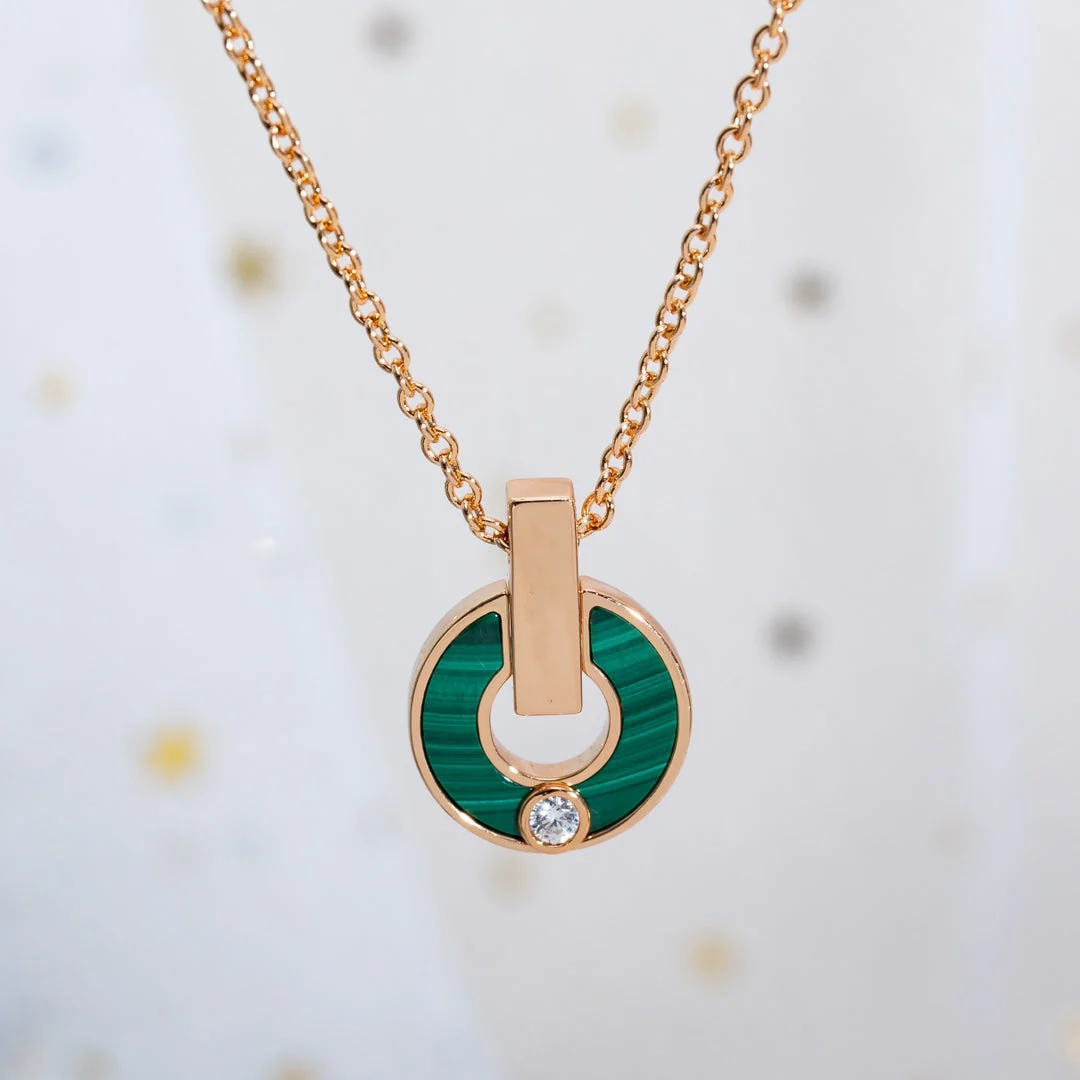 [Bulgari]GARI NECKLACE PINK GOLD MALACHITE