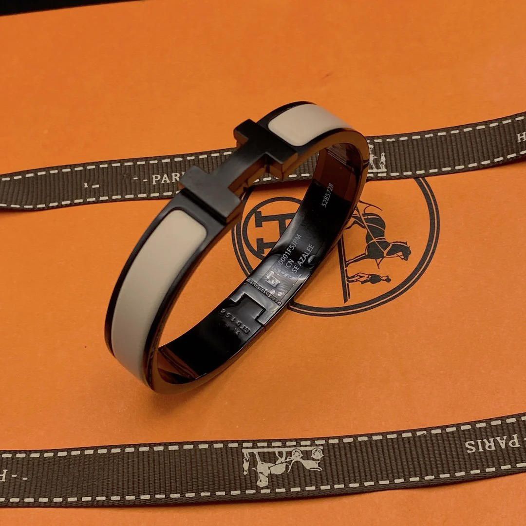 [Hermes]H BRACELET 12MM BLACK BEIGE CERAMIC