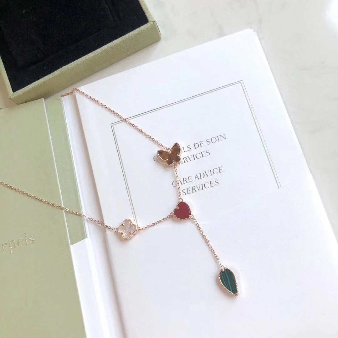 [Van Cleef & Arpels]LUCKY SPRING 4 MOTIFS ROSE GOLD NECKLACE
