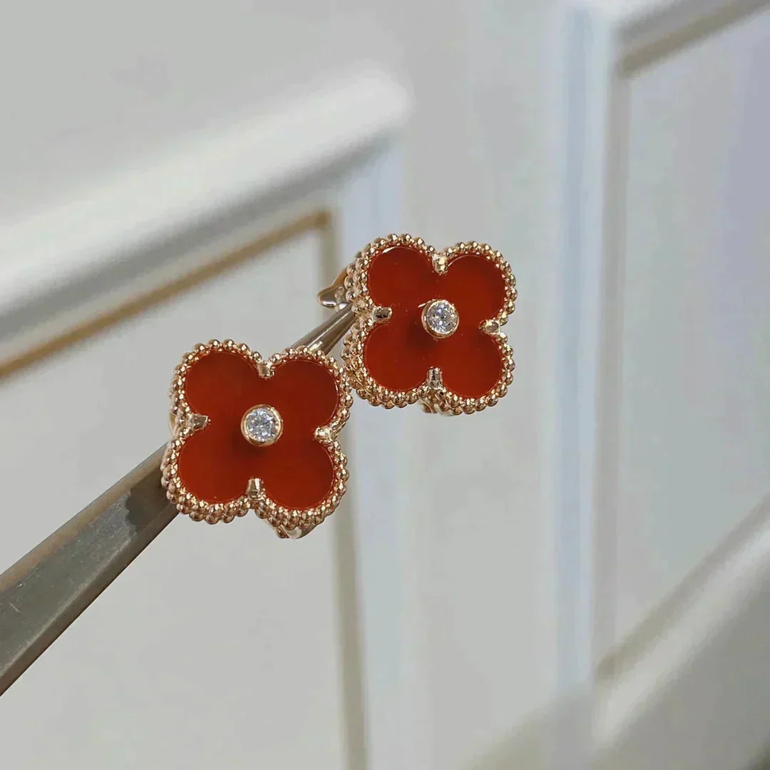 [Van Cleef & Arpels] MEDIUM 1 MOTIFS CARNELIAN  DIAMOND earrings