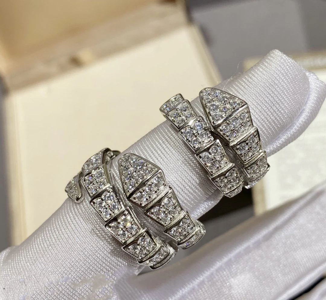 [Bulgari]SERPENTI RING SILVER DIAMOND PAVED