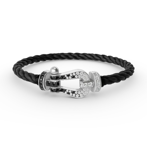 [Fred]FORCE LARGE HORSESHOE BLACK WHITE DIAMOND BRACELET SILVER