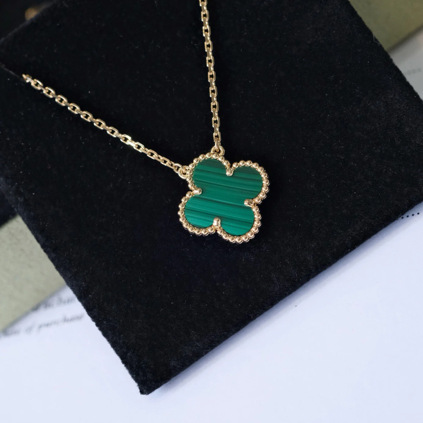 [Van Cleef & Arpels] 15MM MALACHITE SINGLE FLOWER  NECKLACE