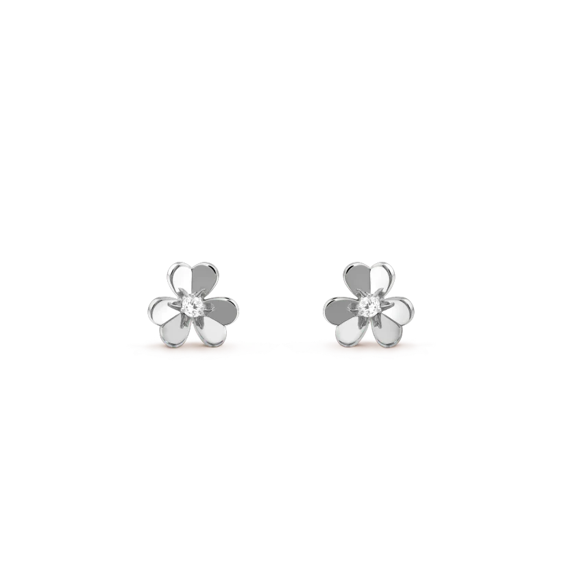 [Van Cleef & Arpels]FRIVOLE MINI SILVER FLOWER EARRINGS