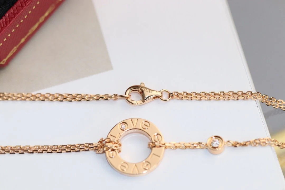 [Cartier]LOVE NECKLACE ADJUSTABLE ROSE GOLD 2 DIAMOND