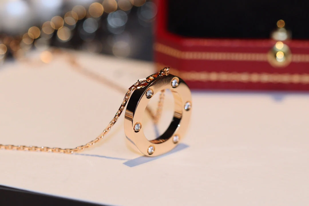 [Cartier]LOVE NECKLACE 16MM 6 DIAMONDS PINK GOLD