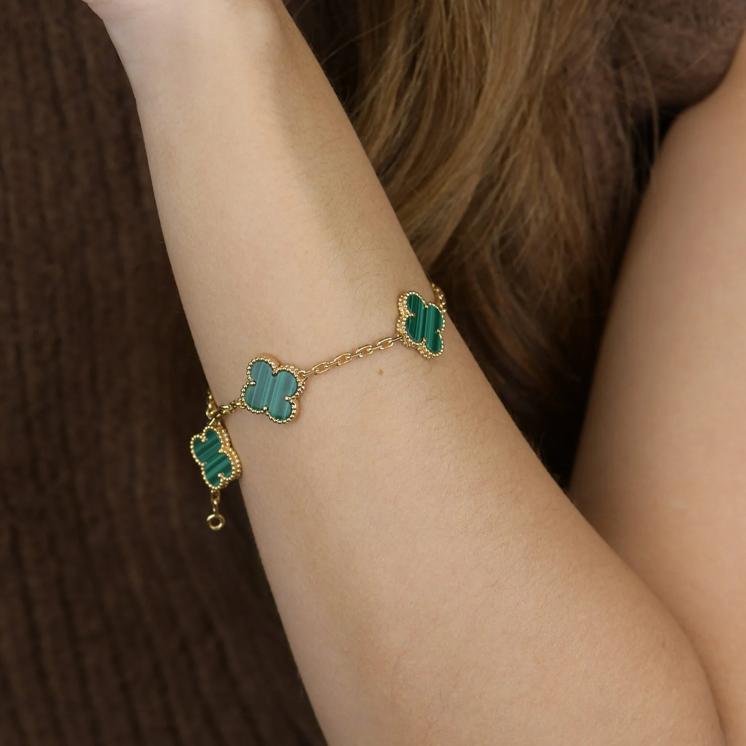 [Van Cleef & Arpels] 5 MOTIFS MALACHITE BRACELET
