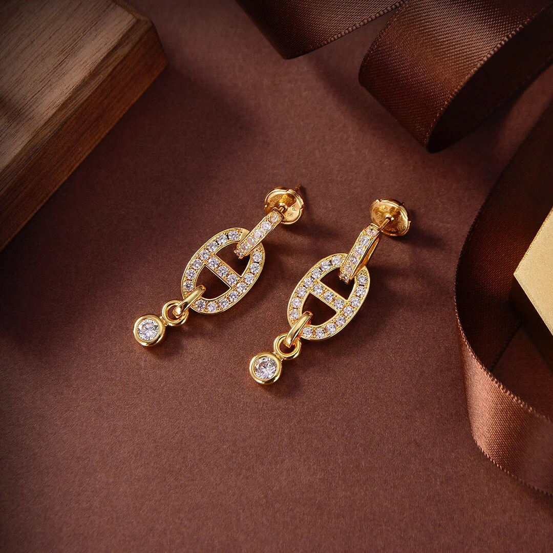 [Hermes]HM CHAINE DIAMOND EARRINGS