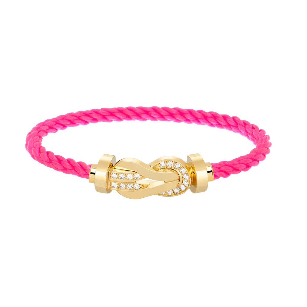 [Fred]CHANCE LARGE 8 FIGURE BUCKLE HALF DIAMOND BRACELET GOLD