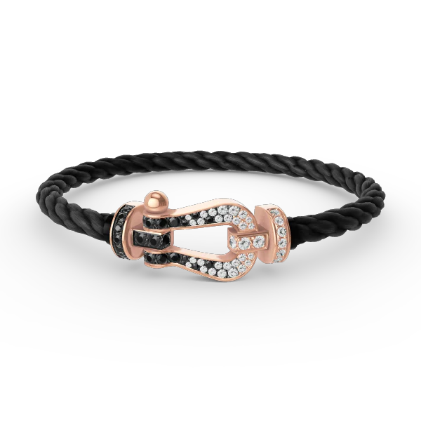 [Fred]FORCE LARGE HORSESHOE BLACK WHITE DIAMOND BRACELET ROSE GOLD