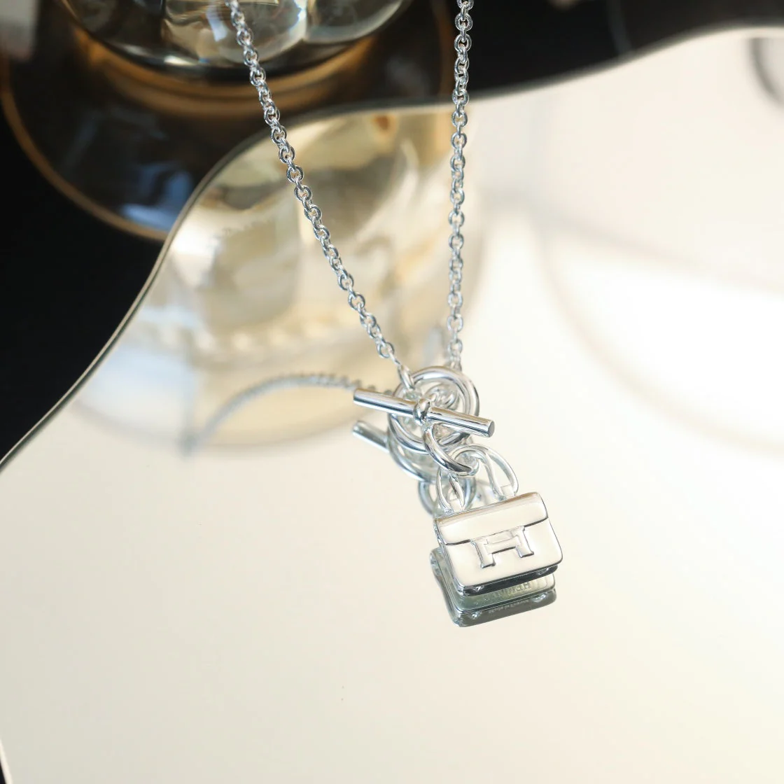 [Hermes]POP H PEDANT SILVER NECKLACE