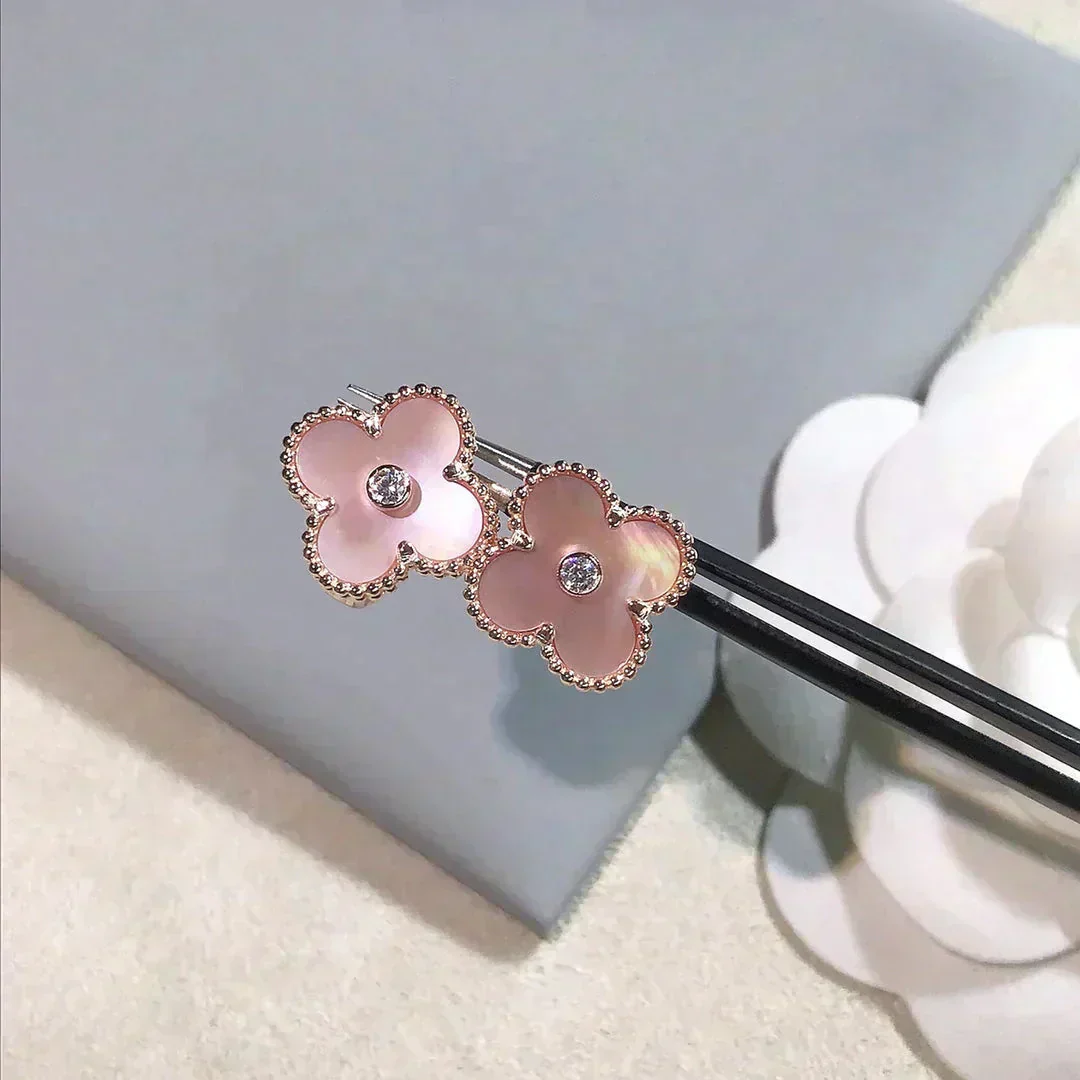 [Van Cleef & Arpels] MEDIUM 1 MOTIFS  PINK MOP DIAMOND EARRINGS