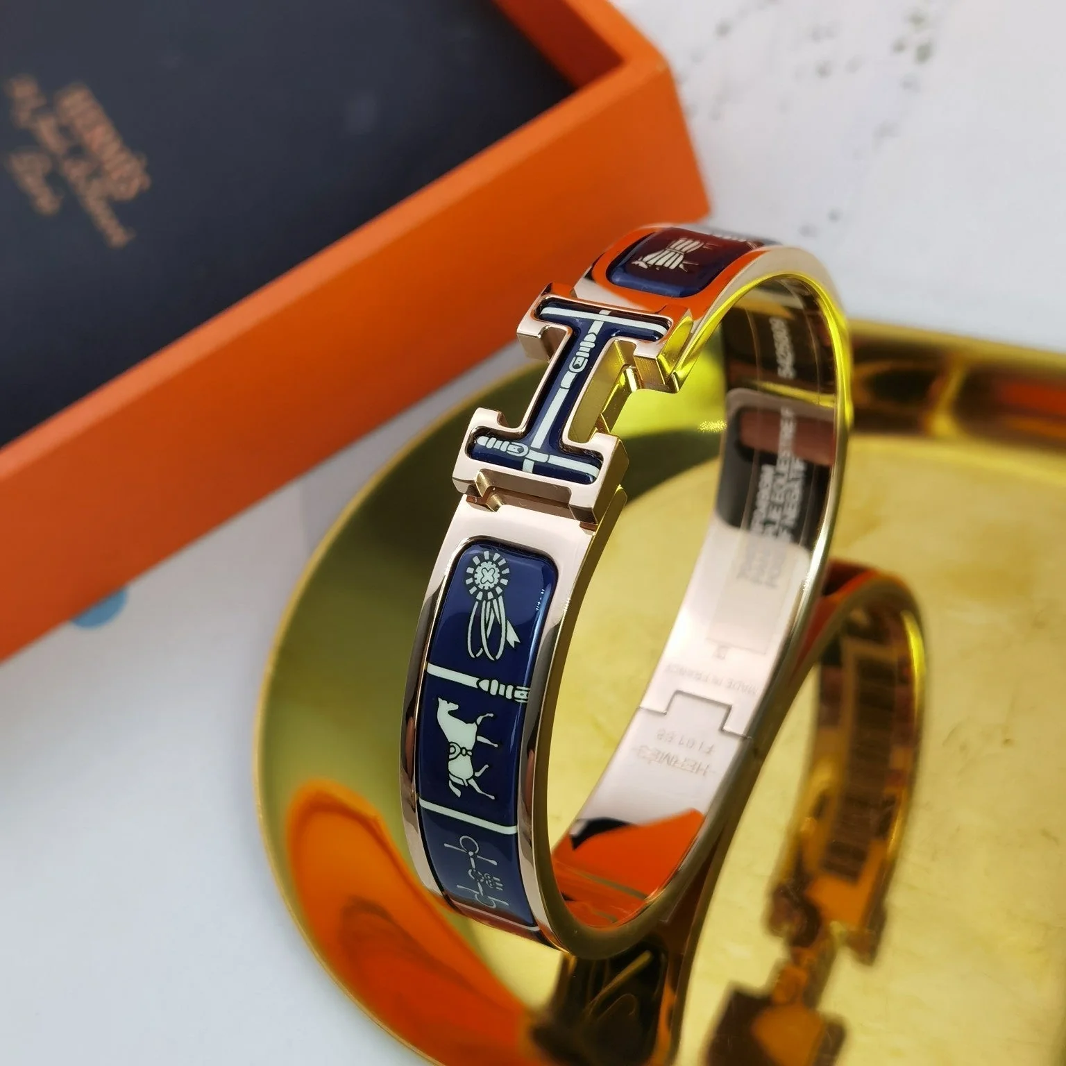 [Hermes]H COUVERTURES DARK BLUE BRACELET