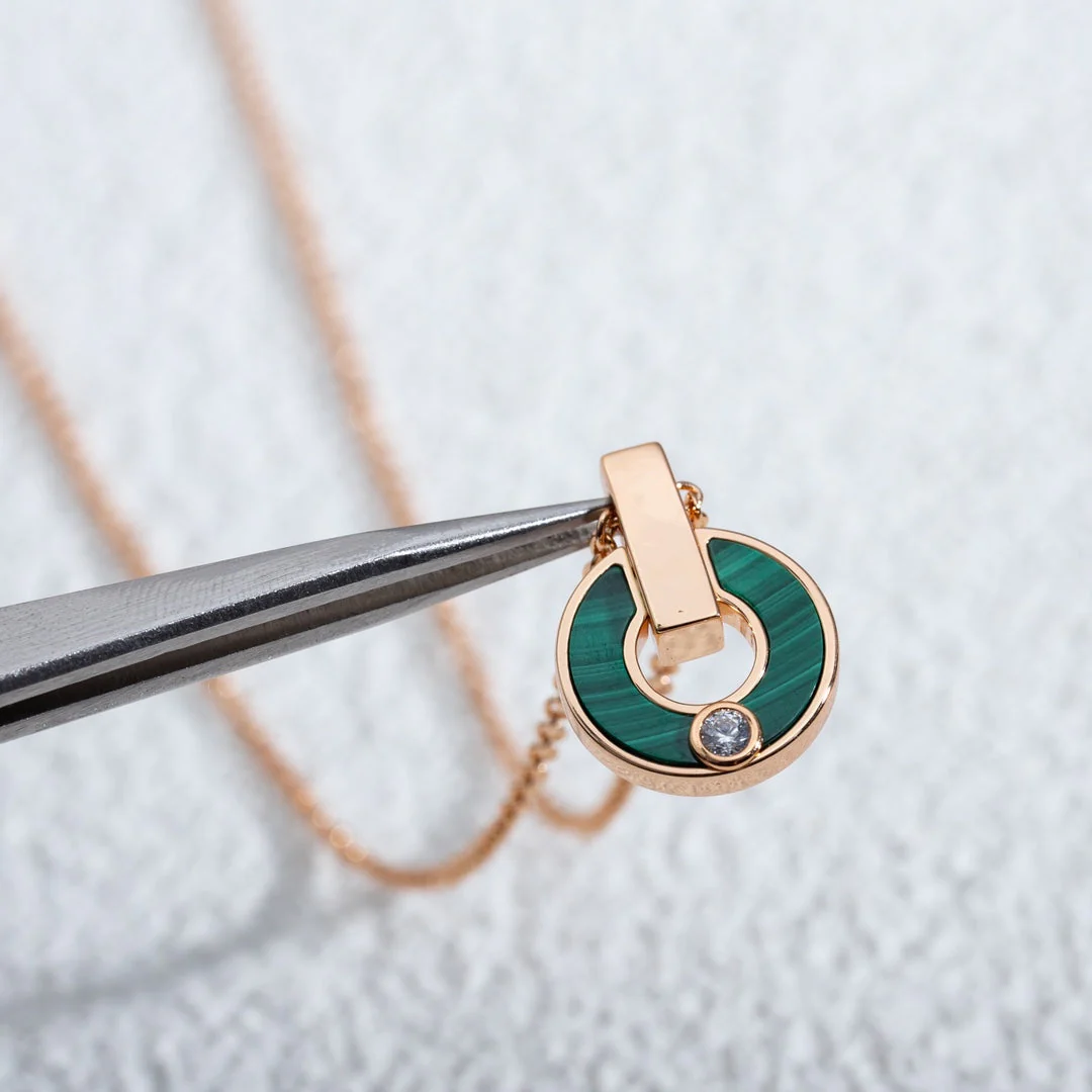 [Bulgari]GARI NECKLACE PINK GOLD MALACHITE
