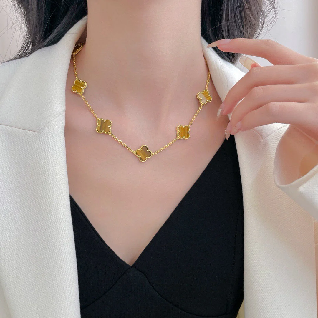 [Van Cleef & Arpels] 10 MOTIFS TIGER EYE NECKLACE