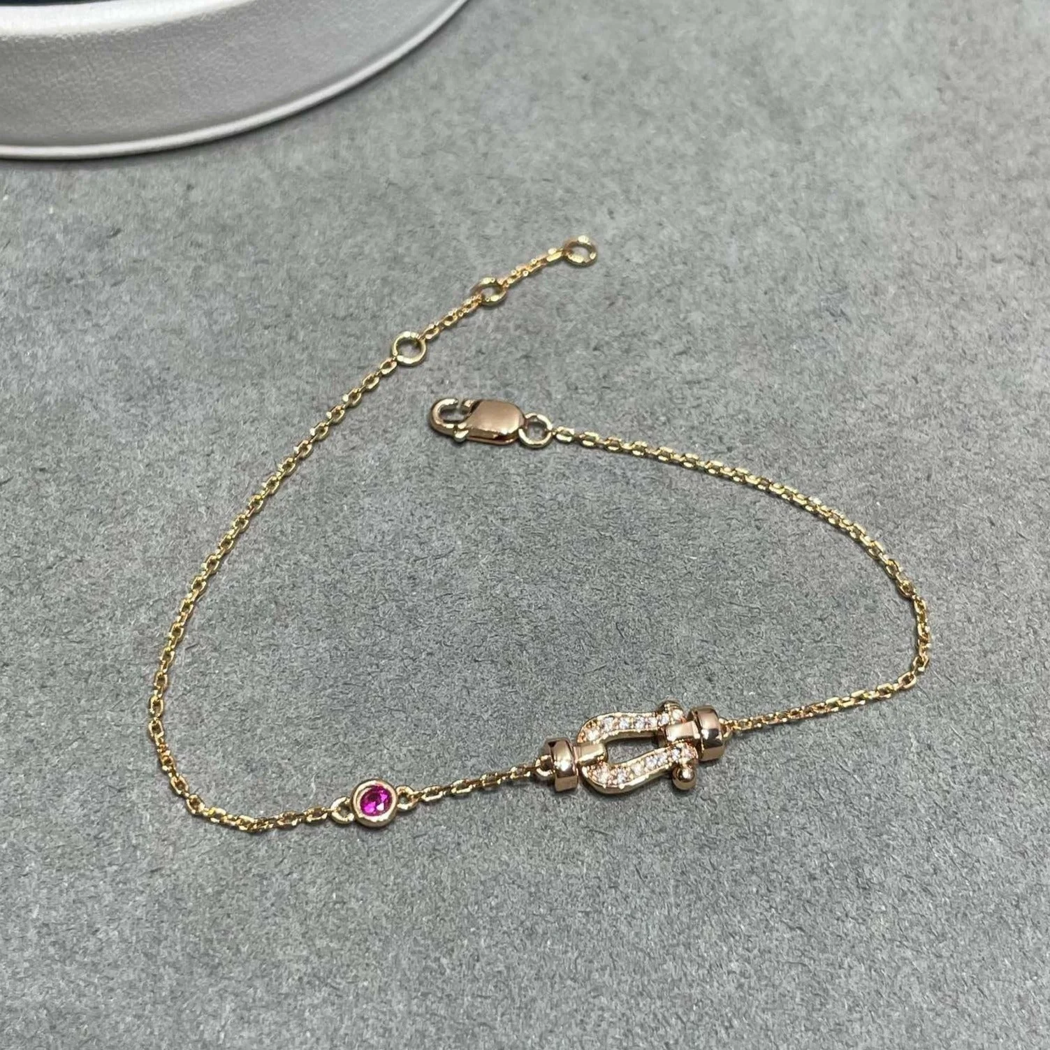 [Fred]FORCE 10 DIAMOND CHAIN LINK PINK GOLD BRACELET