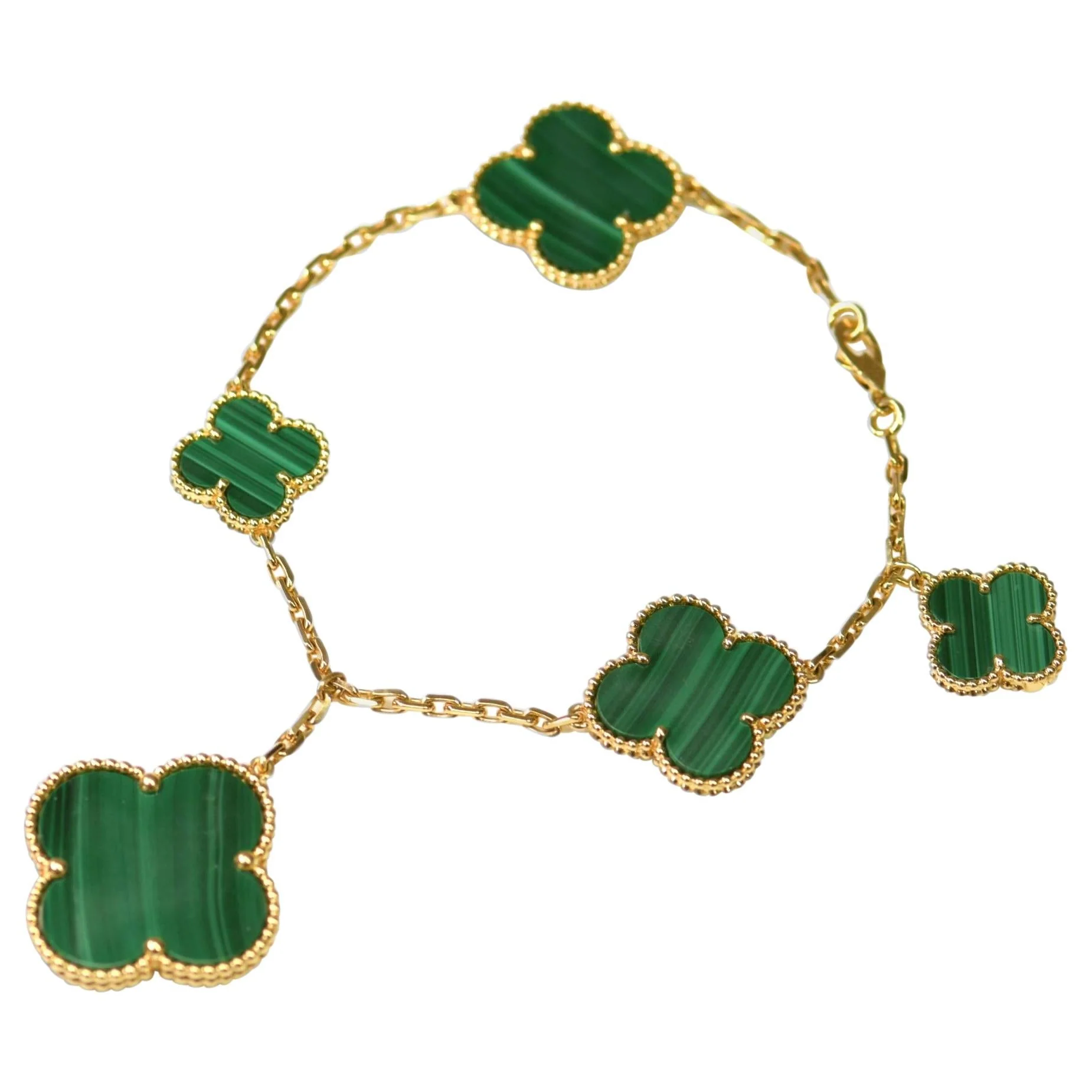 [Van Cleef & Arpels]MAGIC CLOVER MALACHITE GOLD BRACELET 5 MOTIFS