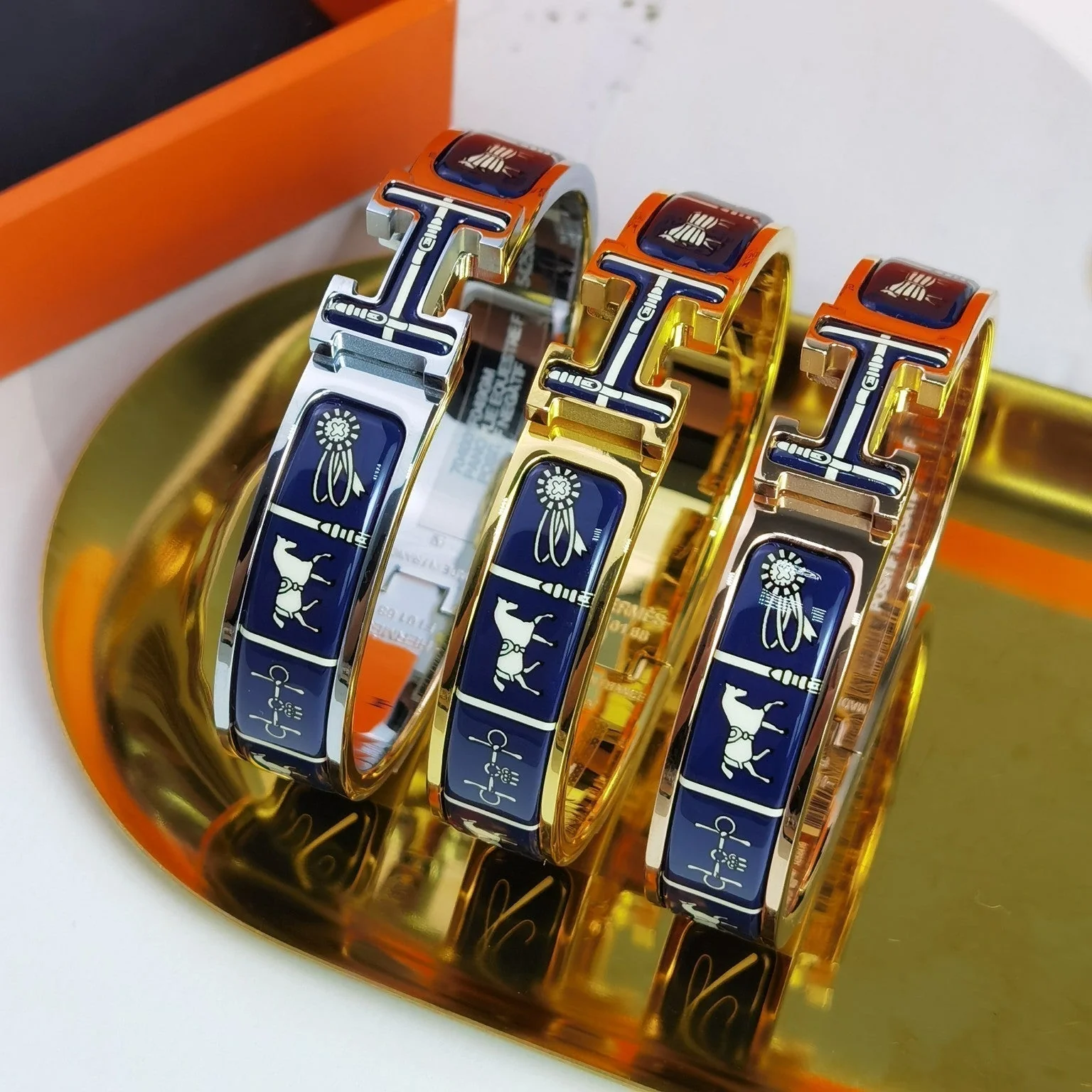 [Hermes]H COUVERTURES DARK BLUE BRACELET