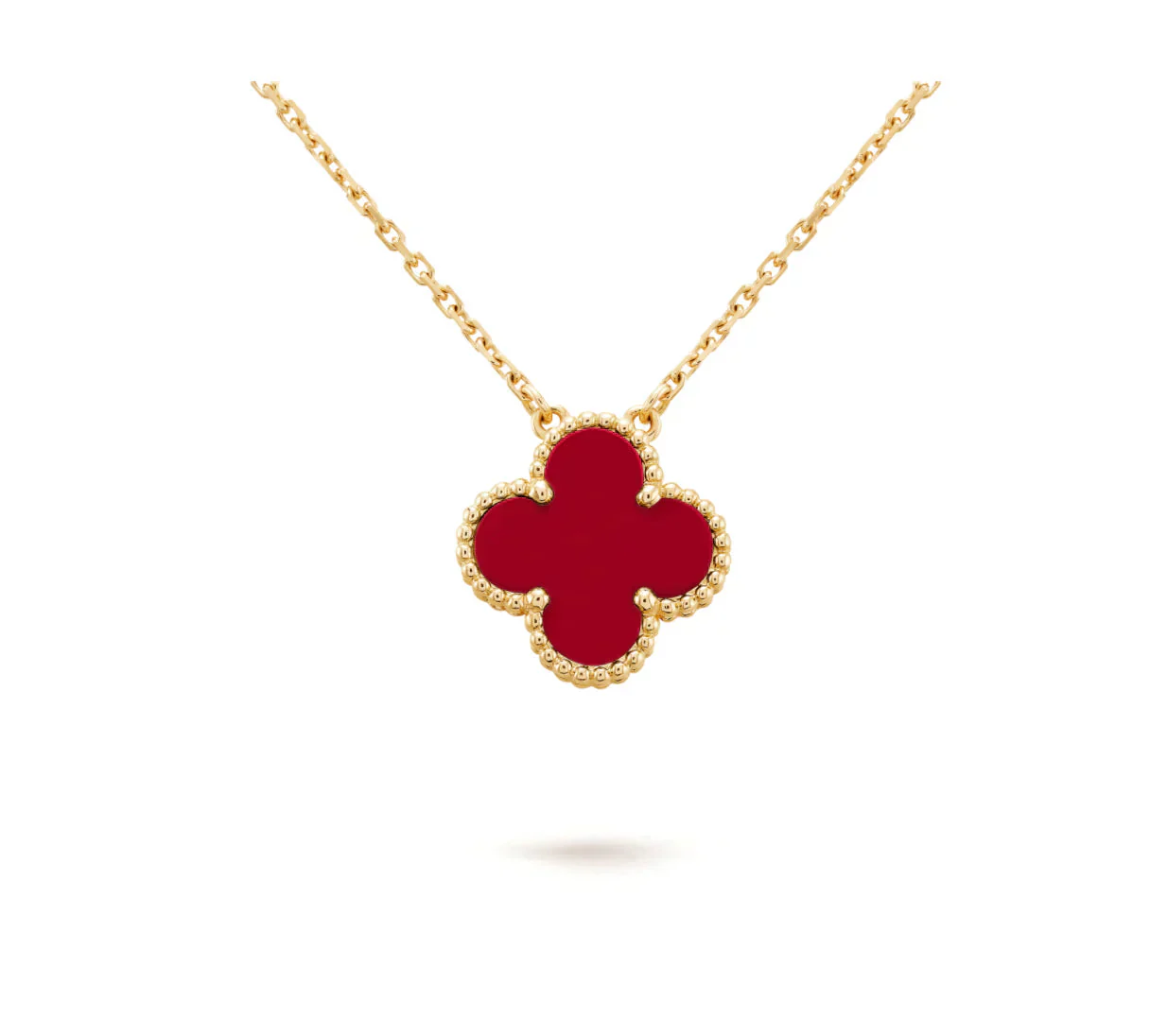 [Van Cleef & Arpels] 15MM CARNELIAN SINGLE FLOWER NECKLACE