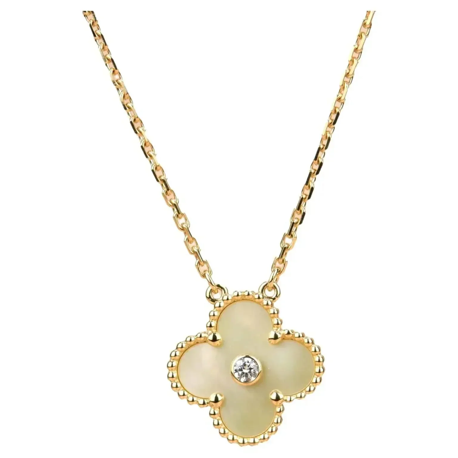[Van Cleef & Arpels] 15MM DIAMOND GOLD MOTHER OF PEARL NECKLACE