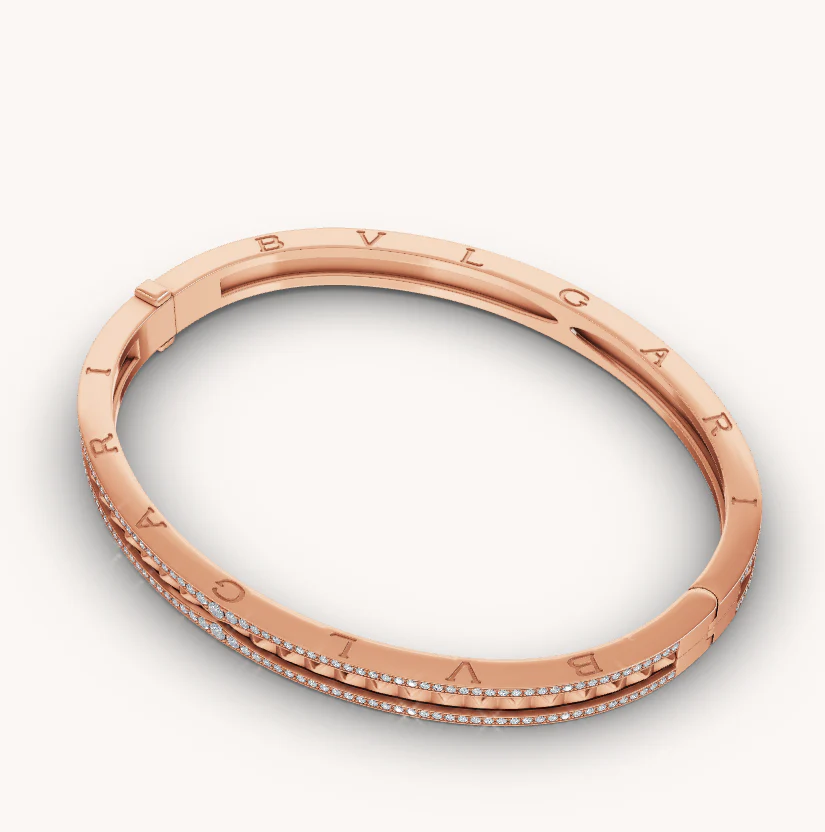 [Bulgari]ZERO 1 SPIRAL AND PAVED DIAMOND PINK GOLD BRACELET